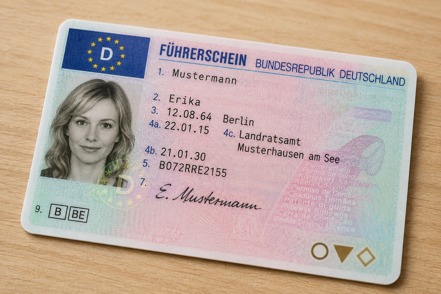 Beispiel eines deutschen Führerscheins – Führerschein legal beantragen.