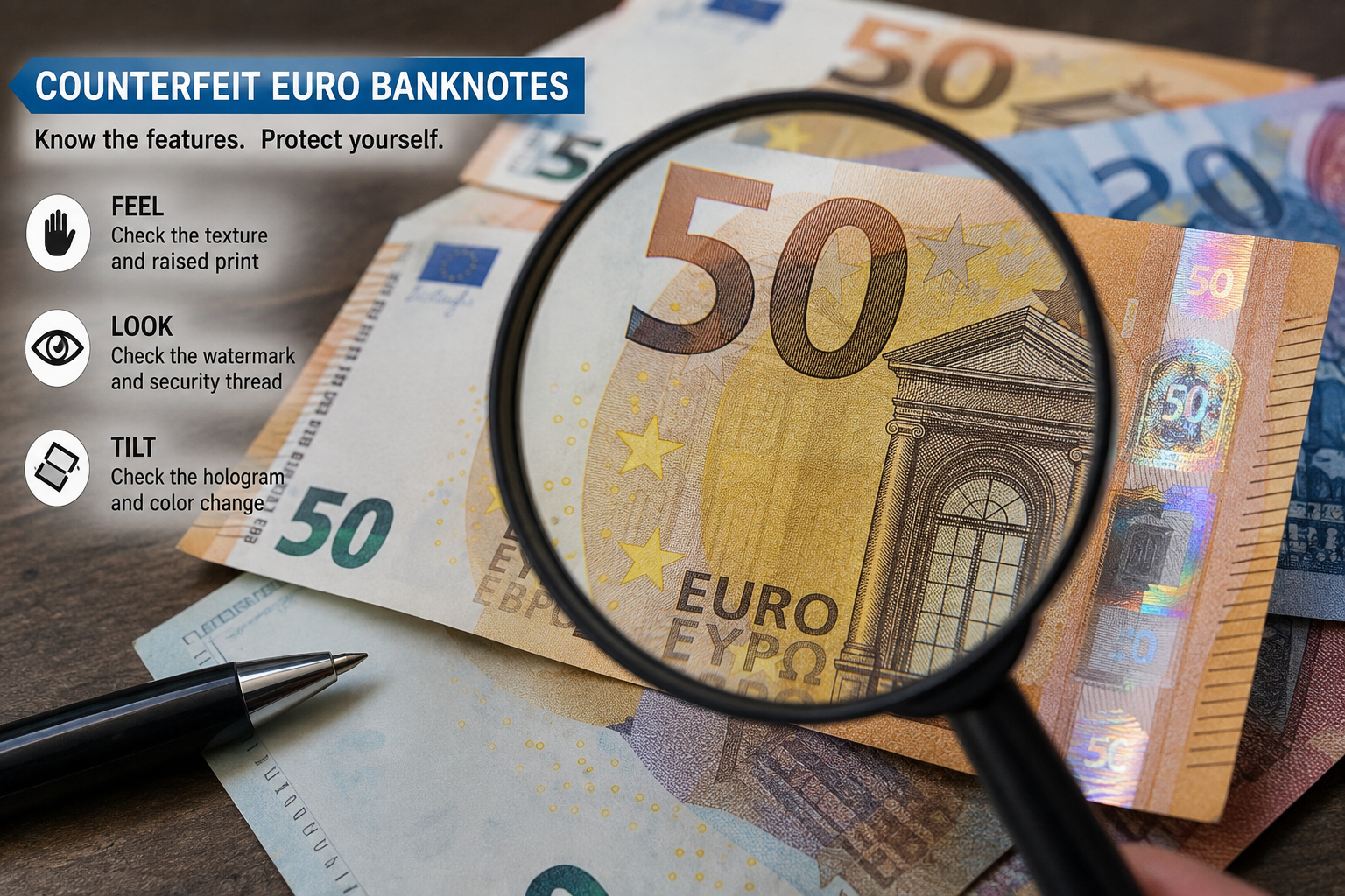 Gefälschte Euro-Banknoten: So erkennen Sie gefälschte Euros